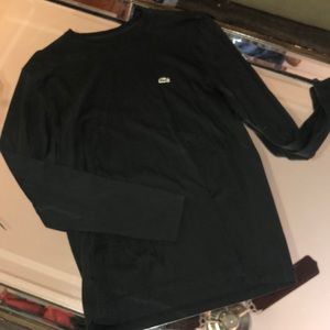 Long sleeve, black loose fit Lacoste shirt
